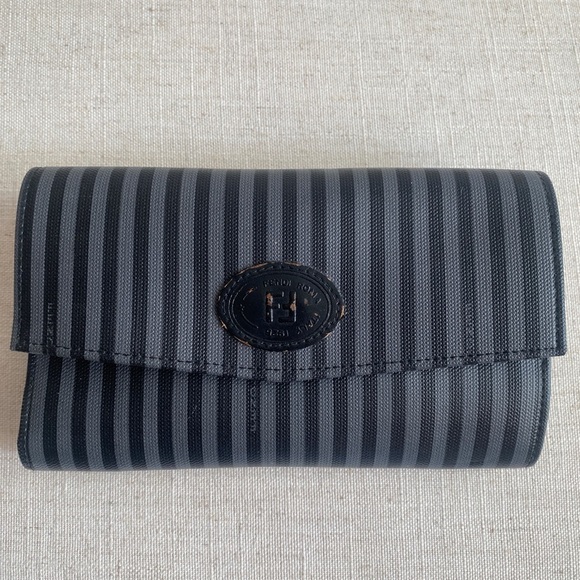 EUC Fendi Wallet Grey and Black Authentic with Stripes - Picture 3 of 7
